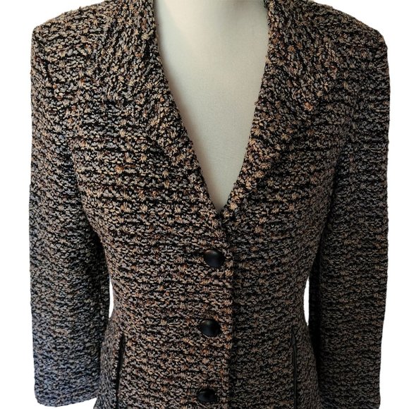 St. John Jacket Blazer Tweed Black Brown Blue Bronze size 8 Pockets Wool Blend - Picture 9 of 16